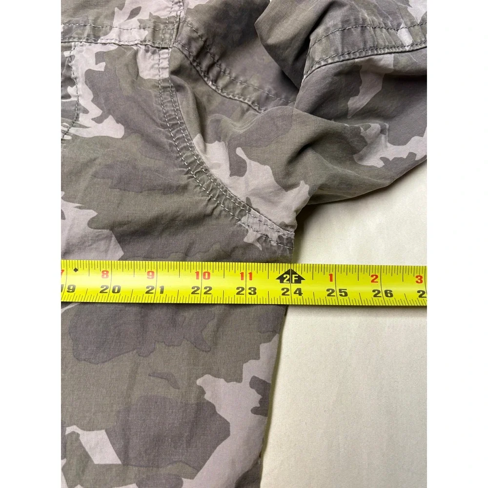 True Religion Luca Mens XL Camo Button‎ Down Shirt Grey Green Utility Military